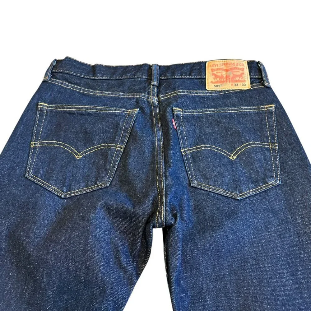 Levi's 505 Dark Wash Denim Jeans Regular Fit Straight Leg Size 33 x 30 Mens NWOT
